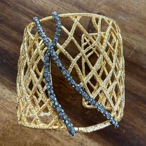 Alexis Bittar Gold and Black Lattice Cuff Bracelet